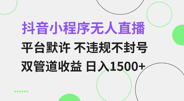 抖音小程序无人直播 平台默许 不违规不封号 双管道收益 日入多张 小白也能轻松操作【仅揭秘】-我爱自学网