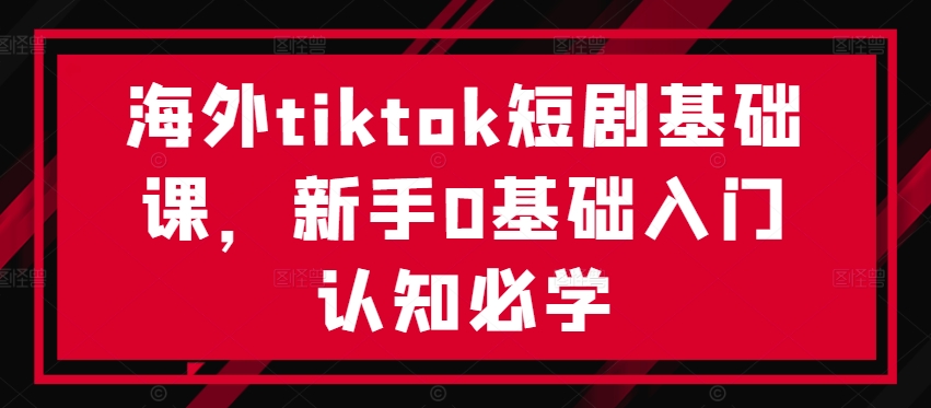 海外tiktok短剧基础课，新手0基础入门认知必学-我爱自学网