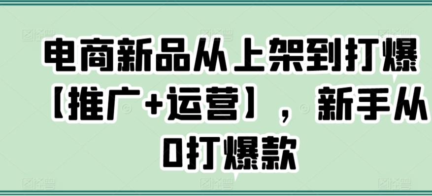 电商新品从上架到打爆【推广+运营】，新手从0打爆款-我爱自学网