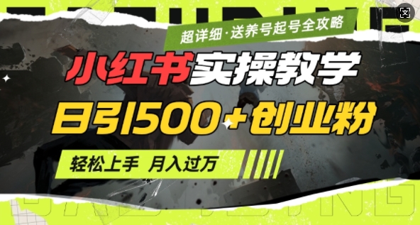 2月小红书最新日引500+创业粉实操教学【超详细】小白轻松上手，月入1W+，附小红书养号起号SOP-我爱自学网