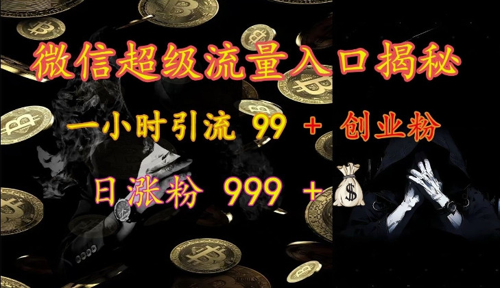 微信超级流量入口揭秘：一小时引流 99 + 创业粉，日涨粉 999 +-我爱自学网