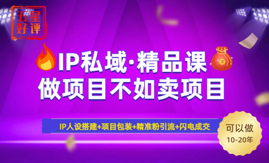 2025年“IP私域·密训精品课”，日赚3000+小白避坑年赚百万，暴力引流…-我爱自学网