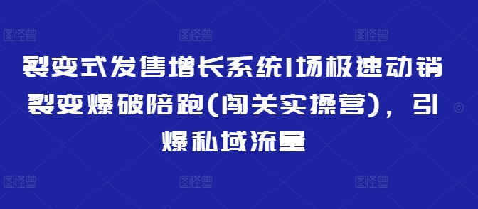 裂变式发售增长系统1场极速动销裂变爆破陪跑(闯关实操营)，引爆私域流量-我爱自学网