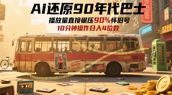 AI还原90年代巴士，一帧就让70后泪崩，播放量直接碾压90%怀旧号，每天操作十分钟，日入四位数-我爱自学网
