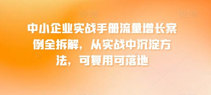 中小企业实战手册流量增长案例全拆解，从实战中沉淀方法，可复用可落地-我爱自学网