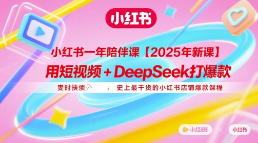 小红书一年陪伴课【2025年新课】，用短视频+deepSeek打爆款，史上最干货的小红书店铺爆款课程-我爱自学网