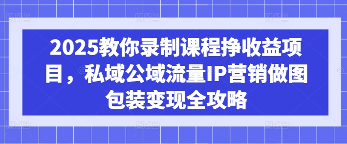 2025教你录制课程挣收益项目，私域公域流量IP营销做图包装变现全攻略-我爱自学网