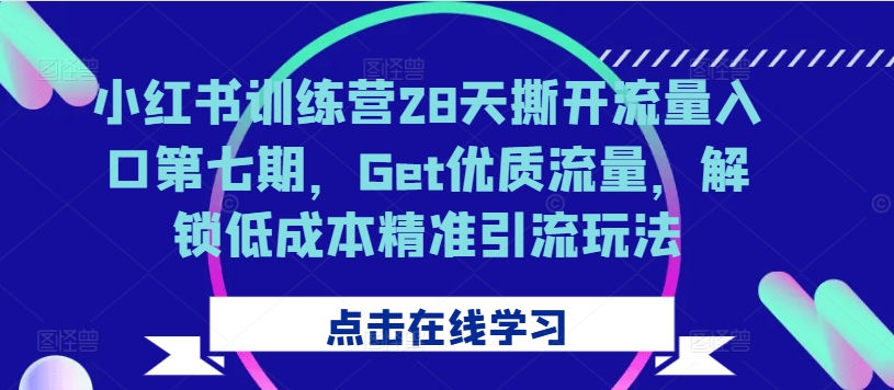 小红书训练营28天撕开流量入口第七期，Get优质流量，解锁低成本精准引流玩法-我爱自学网