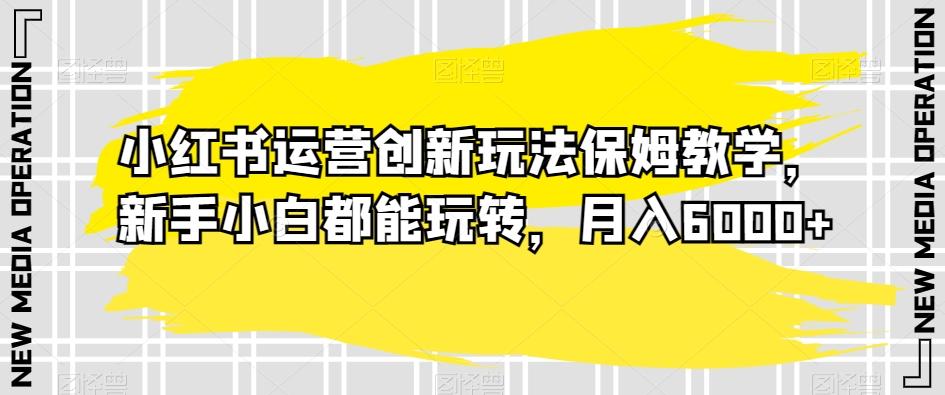 小红书运营创新玩法保姆教学，新手小白都能玩转，月入6000+【揭秘】-我爱自学网