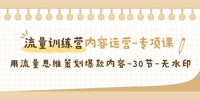 流量训练营之内容运营专项课，用流量思维策划爆款内容(30节课)-我爱自学网
